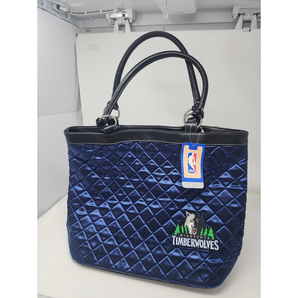 NBA Womens Minnesota Timberwolves Quilted Tote Bag Satin Blend Casual Size OS